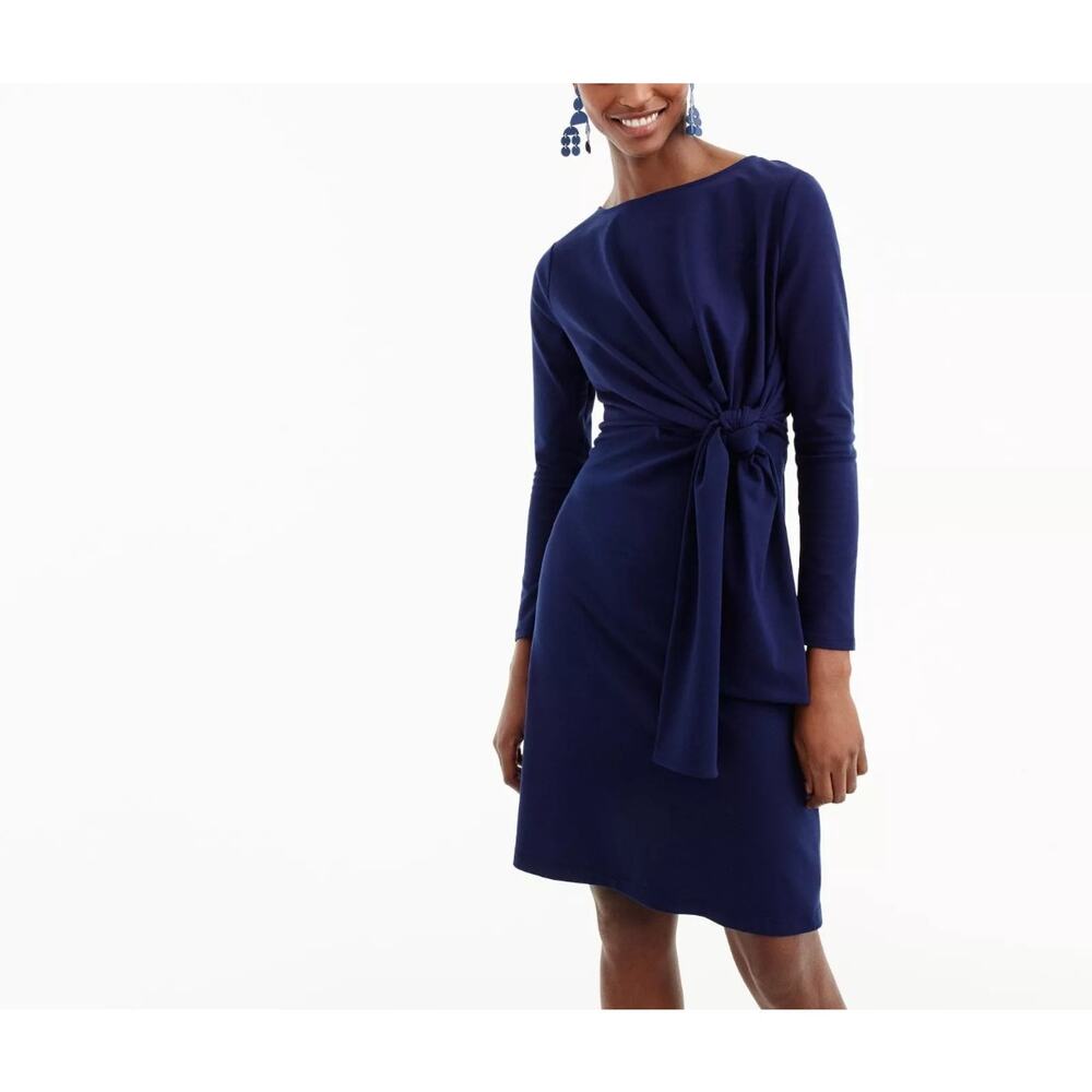J.Crew Drapey tie-waist dress Dark Ink #H8993 Small